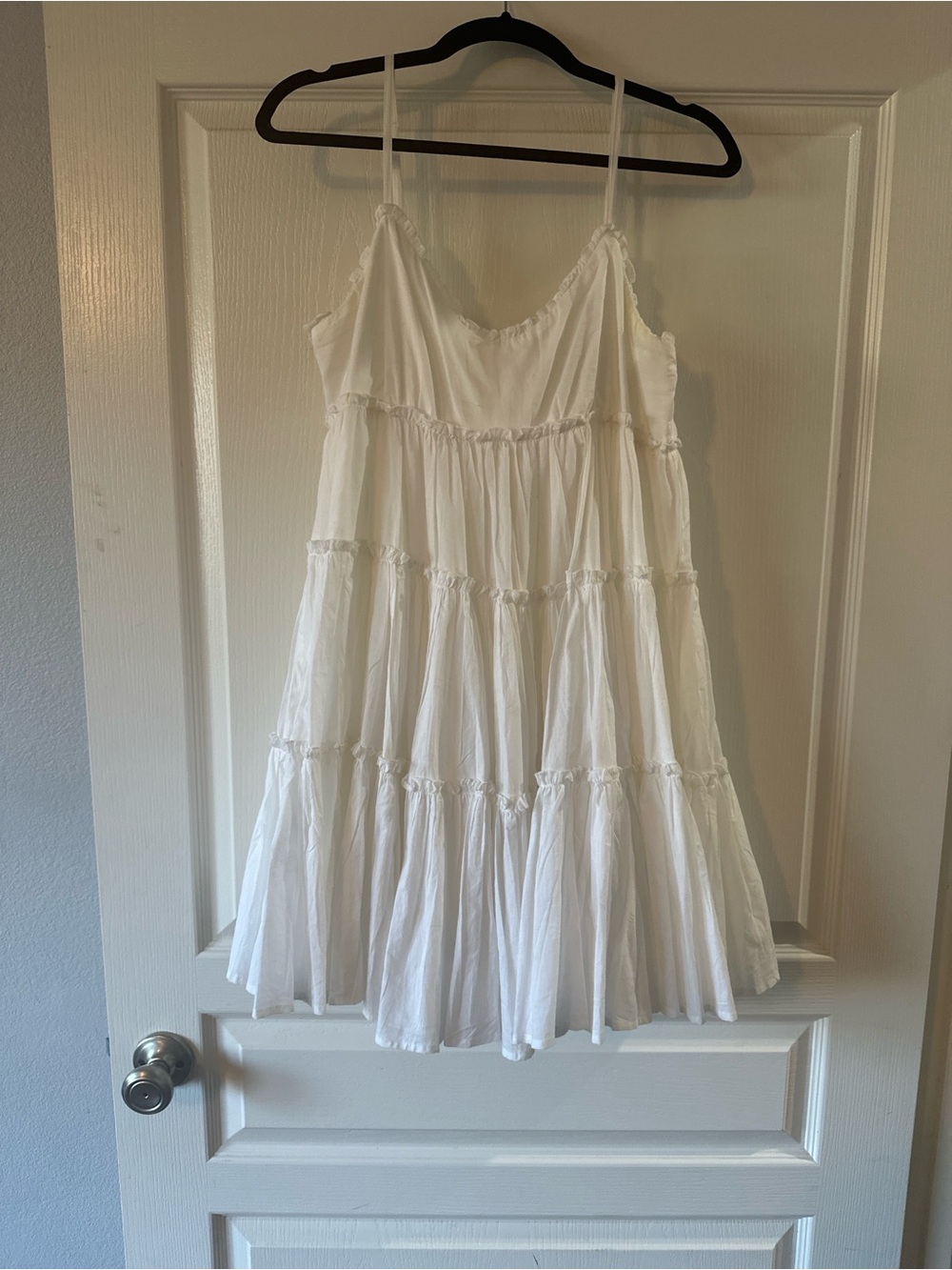 Forever 21 White Tiered Spaghetti-Strap Mini Dress